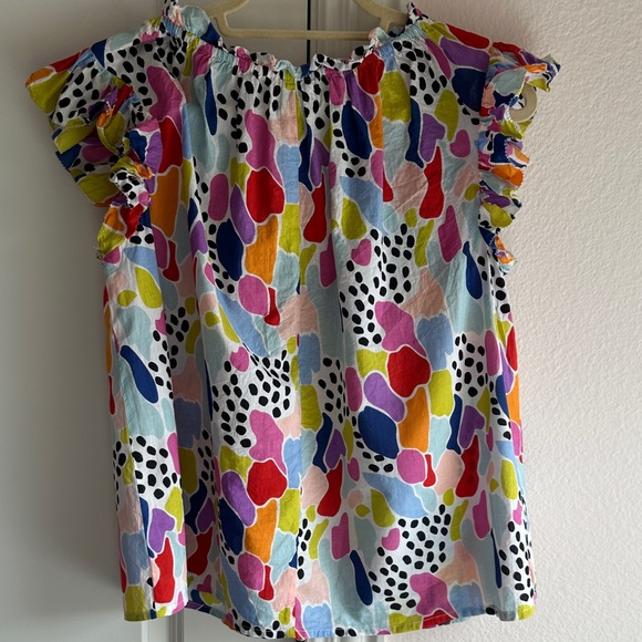 THML Multicolor Ruffle Sleeve Top - Picture 4 of 9